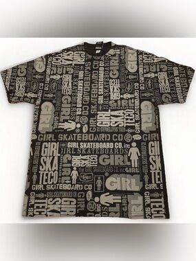 Rare Girl Skateboard T-shirt XL Rare All Over Print AOP Y2K 90s Girl Skate Co.